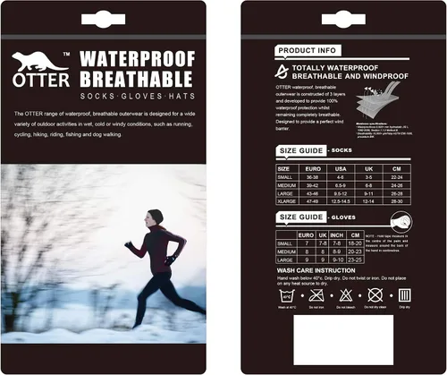 Vista 4 de Calcetines impermeables para hombre y mujer de OTTER, calcetines 100% impermeables, transpirables, resistentes al viento. Longitud de la pantorrilla.