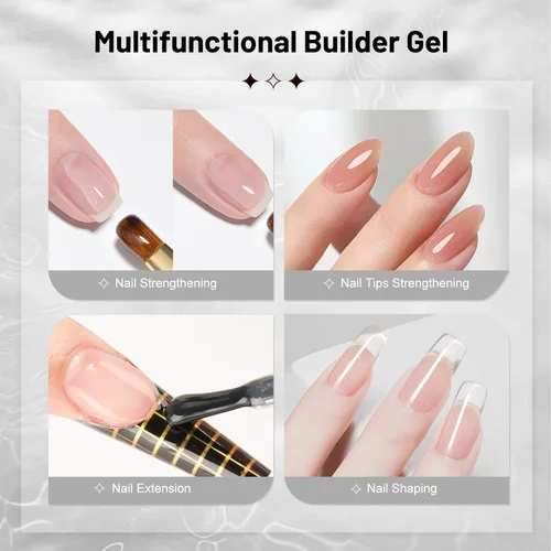 Vista 6 de JODSONE 2 unidades de gel constructor de 0.3 fl oz para uñas, gel constructor transparente para solución de engrosamiento de uñas, extensión