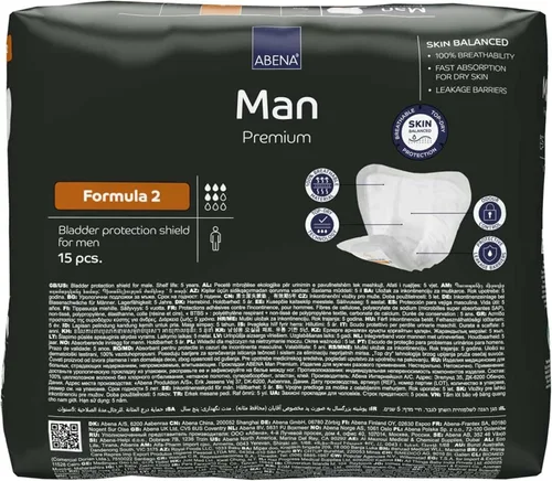 Vista 5 de Abena Man Premium - Protectores de incontinencia (tallas 0 a 2) Fórmula 2, 15 unidades Almohadilla de control de vejiga, macho