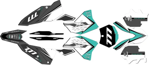 Vista 5 de Graphics Kit for KTM All Enduro 200-530 XC-W Models for Years 2008-2011 Razor Series Cyan 16 Mil - On/Off the Road - Dirt Pit Bike Sticker, Dirtbike