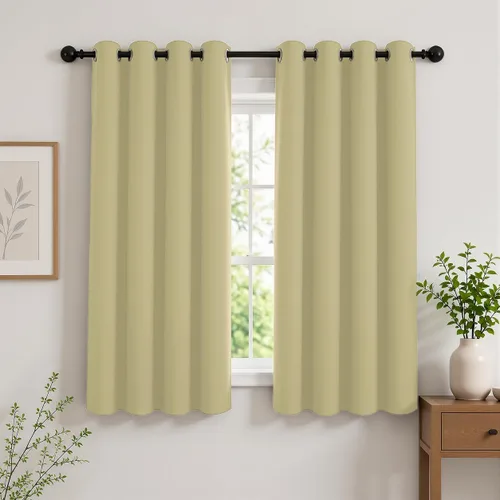 Vista 34 de Cortinas de oscurecimiento de habitación de 45 pulgadas de largo para dormitorio y sala de estar, cortinas térmicas aislantes con ojales