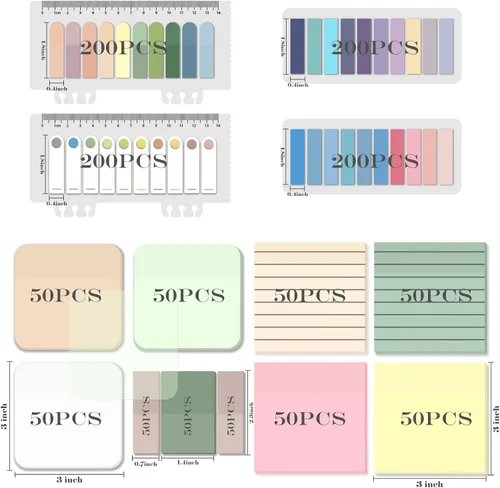 Vista 2 de BAYTORY 1300 hojas de notas adhesivas transparentes pastel, transparente, impermeable, 3 x 3 pulgadas, bloc de notas transparente, pestañas