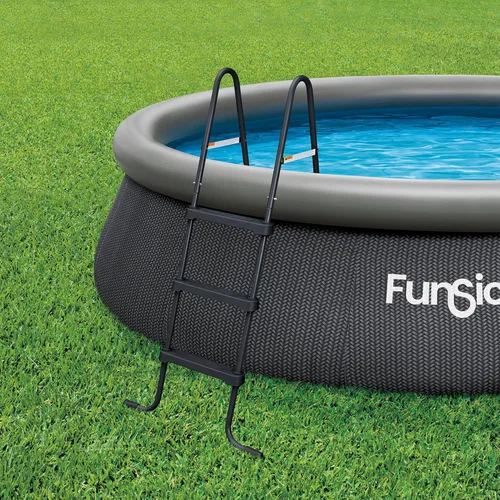 Vista 3 de Funsicle SureStep - Escalera de piscina de acero ligero de 3 escalones para exteriores con pies antideslizantes para uso en exteriores, color negro