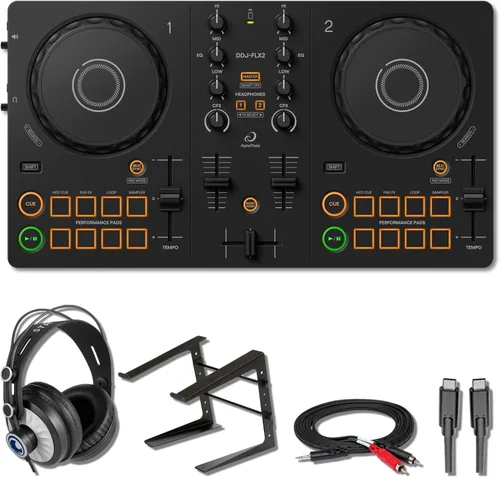 Vista 9 de Paquete de controlador de DJ Alpha Theta DDJ-FLX2 con cable de 0.1 in a RCA