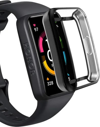 Vista 4 de Funda protectora de pantalla compatible con Huawei Honor Band 6, ultrafina y suave, chapada en TPU, carcasa completa, accesorios para reloj