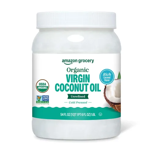 Vista 5 de Amazon Grocery, Aceite de coco orgánico refinado, 15 onzas líquidas (anteriormente Amazon Fresh, el embalaje puede variar)