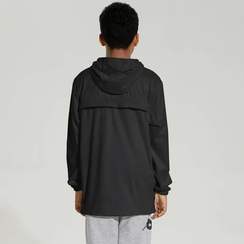 Vista 4 de DEVOROPA Chaqueta impermeable para niños jóvenes, ligera, plegable, para ciclismo, correr, cortavientos con capucha