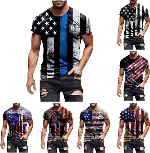 Vista 7 de Camiseta de manga corta para hombre con la bandera de Estados Unidos, camiseta patriótica de Street Soldier, camiseta con estampado patriótico