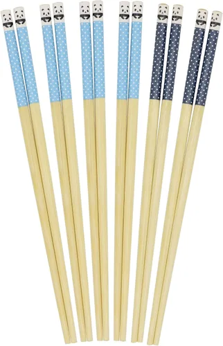 Vista 31 de BambooMN Palillos japoneses reutilizables de bambú premium, estampado floral, 9.5 pulgadas, color azul, 6 pares