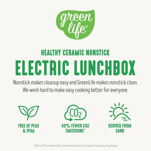 Vista 9 de GreenLife Lonchera eléctrica de 20 onzas, calentador de alimentos y sopa, interior antiadherente de cerámica sin PFAS ni PFOA, portátil para viajes