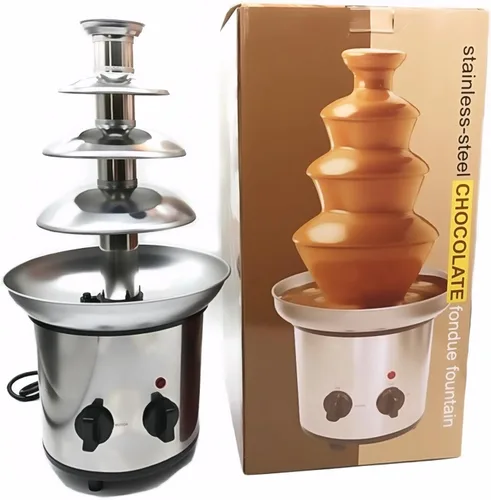 Vista 6 de Fuente de chocolate de 4 niveles para fiesta, máquina eléctrica de fuente de fondue de chocolate de acero inoxidable para fiesta
