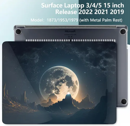 Vista 2 de Batianda Funda de alta calidad para laptop Microsoft Surface de 15 pulgadas 5 4 3 con reposamanos de metal, carcasa rígida de plástico transparente