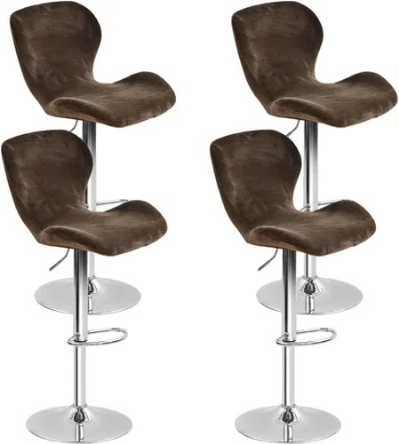 Vista 17 de Paquete de 2 fundas para sillas de bar de altura de mostrador, fundas giratorias de terciopelo para taburetes de bar, fundas elásticas para sillas