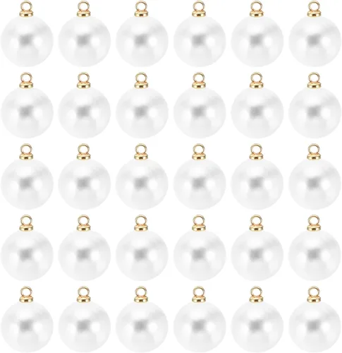Vista 65 de PATIKIL Abalorio de perlas, 100 cuentas de perlas de imitación de perlas colgantes para bricolaje para hacer joyas, pulseras, aretes, collares Beige