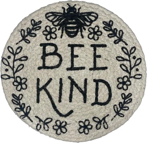 Vista 2 de Bee Kind - Juego de salvamanteles de 100% algodón, 4 almohadillas calientes resistentes al calor para mesa de mostrador de 9 pulgadas (A)