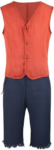 Vista 7 de 2023 Movie Costumes Halloween Luffy Cosplay Costume Monkey D Luffy Classic Costume with Straw Hat