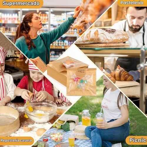 Vista 6 de Outus 100 bolsas de empaque para galletas con sello, bolsas de panadería de 3 x 3 pulgadas con ventana, papel resistente a la grasa termosellable