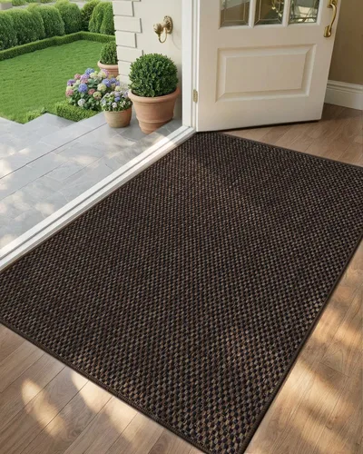 Vista 30 de Color&Geometry - Tapete para puerta delantera de 26 x 47 pulgadas, atrapador de suciedad con parte trasera de goma ultra antideslizante, perfil Caqui