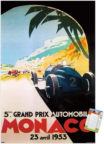 Vista 10 de Trends International Grandprix Automobile Monaco 1933 - Póster de pared Versión enmarcada Barnwood