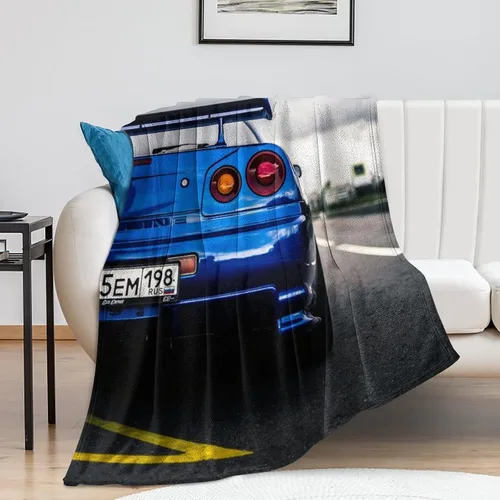 Vista 8 de R34 2000 Skyline - Manta de carretera azul de franela súper suave, ligera, refrescante, para niños y niñas, ropa de cama suave de franela de 40 x 50