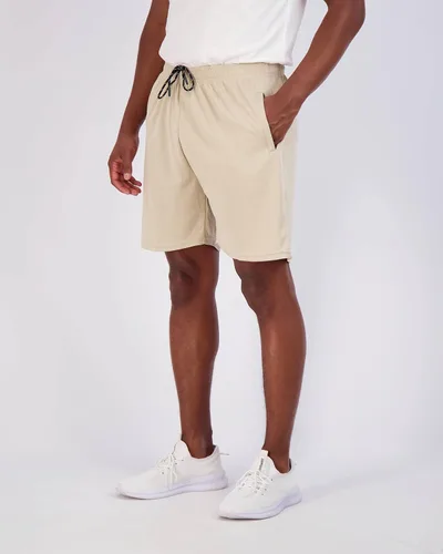 Vista 3 de Paquete de 4 pantalones cortos deportivos de malla de secado rápido para hombre de 7 pulgadas con bolsillos con cremallera y cordón