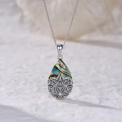 Vista 5 de Collar de mandala flor de la vida budista flor de loto mandala colgante mandala joyería regalo para mujeres niñas, Plata esterlina, concha de abalona