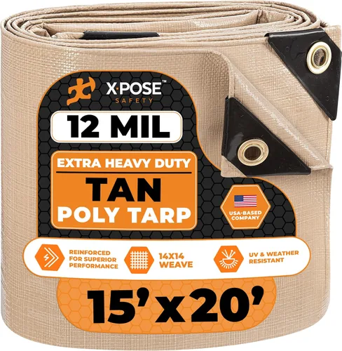 Vista 141 de Xpose Safety Lona protectora de polietileno plateado resistente de 5 x 7 pies - Funda protectora multiusos - Duradera, resistente al agua
