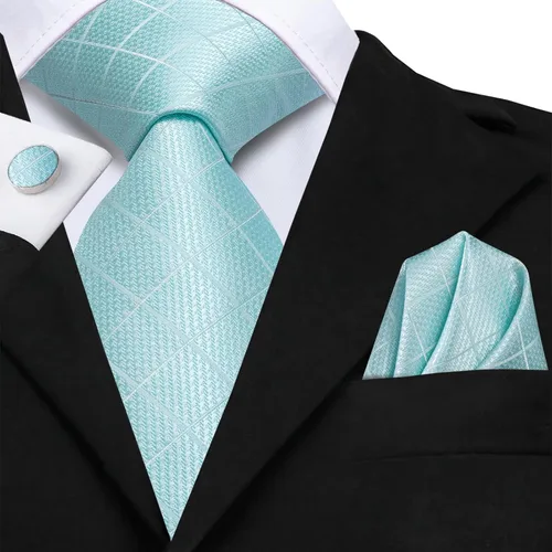 Vista 173 de Hi-Tie Corbatas de seda para hombre, diseño de cachemira a rayas, con bolsillo, gemelos cuadrados, conjunto formal de negocios