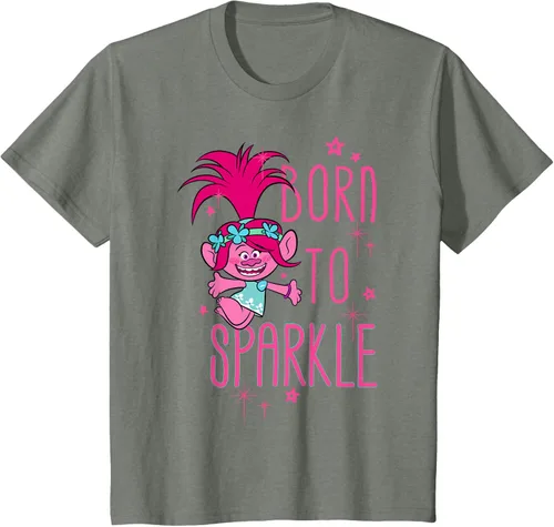 Vista 89 de DreamWorks Trolls Camiseta Born to Sparkle Negro
