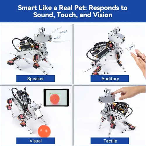 Vista 5 de SunFounder Kit de robot AI con Raspberry Pi Zero 2 W+tarjeta TF 32G, ChatGPT-4o habilitado con comando de voz y reconocimiento de video, control