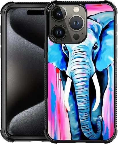 Vista 441 de Funda compatible con iPhone 15, diseño de elefantes africanos, diseño increíble a prueba de golpes, antiarañazos, carcasa trasera de policarbonato