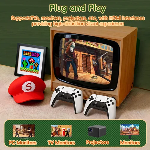 Vista 5 de 2025 Upgraded Retro Gaming Console Stick Pro, Video Games Console with 4K HDMI, Built-in 23 Classic Game Emulators, 20000+ Games - Video Game with