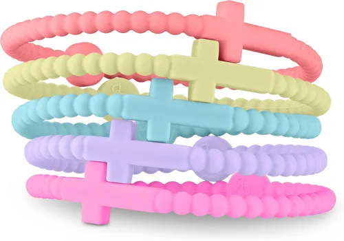 Vista 19 de Ryan & Rose Pulseras Jesús - Pulsera de silicona cruzada aleación