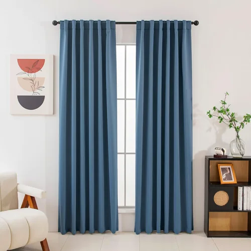Vista 19 de Pickluc Cortinas opacas de 63 pulgadas de largo, 2 paneles de cortinas opacas para dormitorio o sala de estar, pestaña trasera y bolsillo para Negro