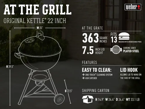 Vista 13 de Weber Original Kettle Charcoal Grill for Outdoor Cooking and Barbecue, 22-Inch, Black
