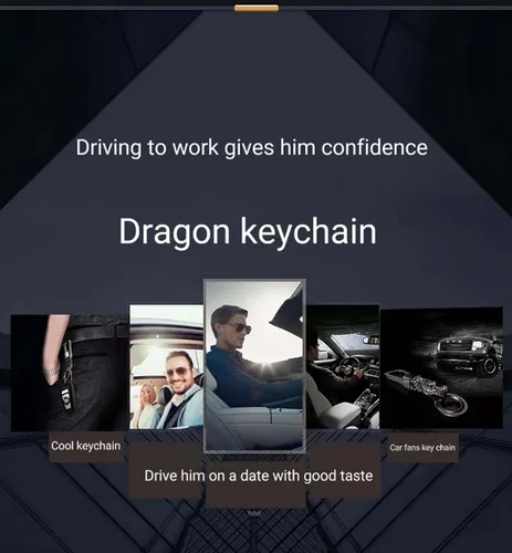 Vista 4 de Dragon Loong - Llavero de metal de aleación de zinc resistente para hombres y mujeres con caja de regalo