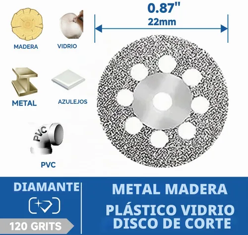 Vista 2 de 10 unids diamante de corte de la rueda de corte discos recubiertos herramientas rotativas W/mandril 0.866 in para Dremel