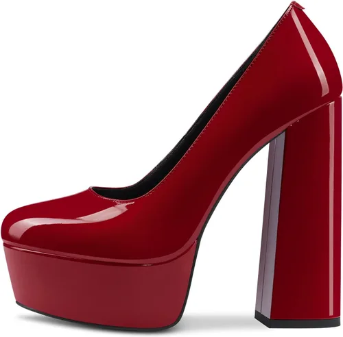 Vista 46 de TNYNFBEB Zapatos de tacón de plataforma alta para mujer, con puntera redonda, sin cordones, básicas, clásicas, de 5.5 pulgadas