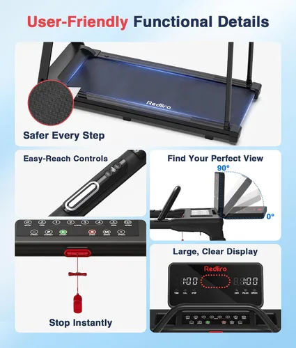 Vista 11 de Redliro Backwards Treadmill for Seniors with Long Handrails - 0.3 MPH Start