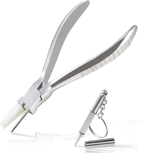 Vista 10 de Alicates para marco de lentes de 6 pulgadas, mandíbula de nailon medio plano, herramientas de reparación y montaje de gafas con destornillador