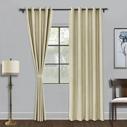 Vista 21 de Fcosie Cortinas opacas de 84 pulgadas de largo con textura de lino, con aislamiento térmico, con ojales en la parte superior con forro opaco blanco