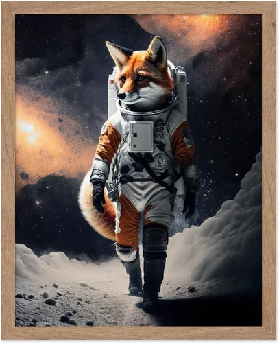 Vista 21 de Poster Master Póster vintage de animales – Impresión retro divertida – Regalo para artista, amigo – Oso Grizzly en traje espacial, astronauta, luna