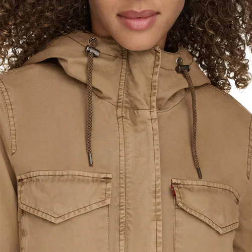 Vista 4 de Levi's Women's Four Pocket Hooded Military Jacket Algodón Camel