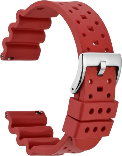 Vista 18 de WOCCI Correas de reloj de goma FKM ventiladas (no de silicona), correas de fluorogoma para relojes de buceo, liberación rápida, hebilla de acero