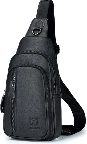Vista 15 de LUKZIJAES Bolso bandolera de cuero genuino para hombre