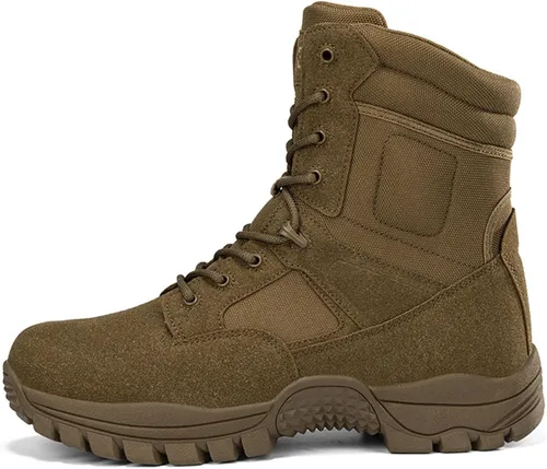 Vista 2 de Kervaky Botas tácticas militares para hombre, botas de trabajo, botas de combate, botas de desierto, botas de senderismo, botas de cuero, botas
