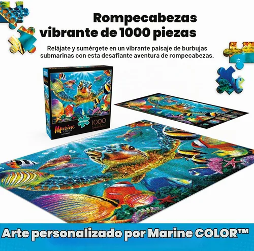 Vista 2 de Buffalo Games - Tiny Bubbles - Steve Sundram - Rompecabezas de 1000 piezas para adultos - Escena submarina vibrante - Rompecabezas desafiante