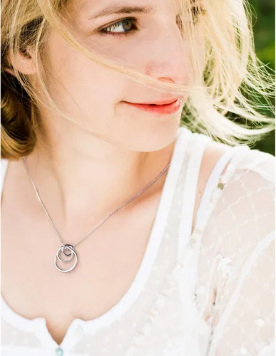Vista 4 de Collar de plata de ley con 3 círculos, collares para abuela, madre e hija, collar familiar, regalo para la abuela