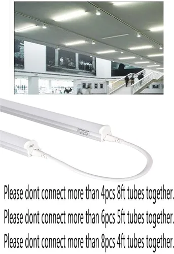 Vista 6 de SinLoon Certificación UL-LP T5 T8 Lámpara LED de conexión de cable de techo, luces de techo LED de luz diurna LED de tubo integrado, cables