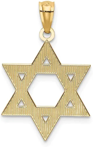 Vista 3 de Colgante judío de la suerte con estrella de David de talla diamante de oro amarillo sólido de 14 k 0.984 in, Metal